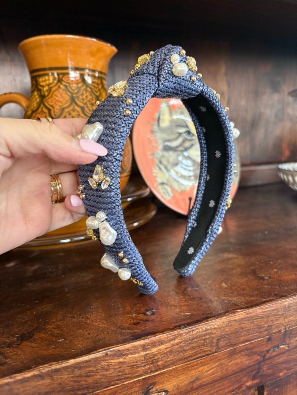💙Lele Sadoughi💙

—NWOT, Slim Knotted Raffia Oasis Embellished Headband - Picture 3 of 7